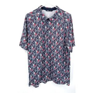 UNRL Mens Athletic Fit Polo Shirt XL Patriotic Geometric Print Short Sleeve